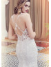 Ivory Lace Tulle Cross Back Princess Wedding Dress